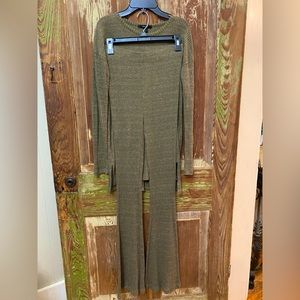 Army Green Forever 21 Long Sleeve Flare Leg Legging Set